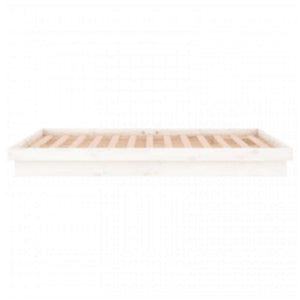 Massivholzbett 140x200 mit LED Weiß