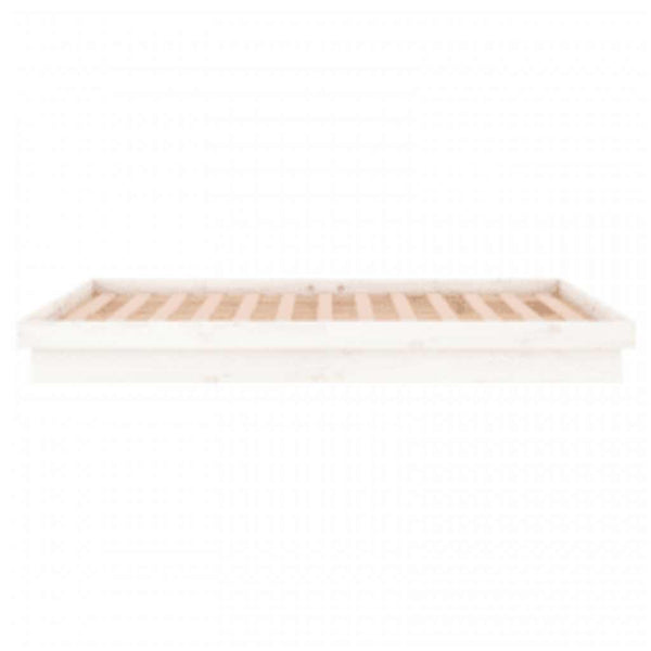 Massivholzbett 140x200 mit LED Weiß