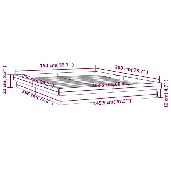Massivholzbett mit LED 150x200 cm