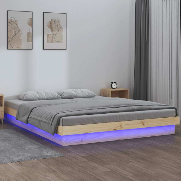 Massivholzbett mit LED 150x200 cm