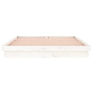 Massivholzbett mit LEDs Weiß 150x200