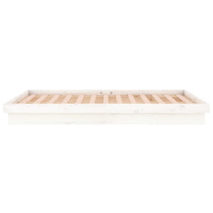 Massivholzbett mit LEDs Weiß 150x200