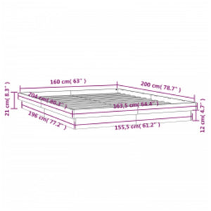 Massivholzbett mit LED Weiß 160x200 cm