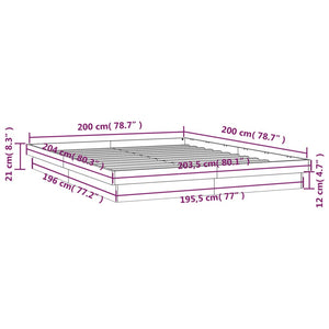 Massivholzbett mit LED Weiß 200x200 cm
