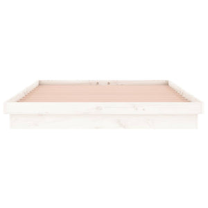 Massivholzbett mit LED Weiß 200x200 cm