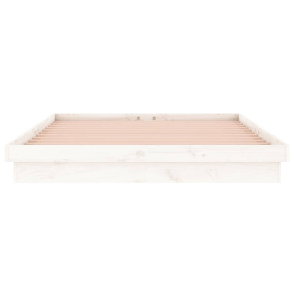 Massivholzbett mit LED Weiß 200x200 cm