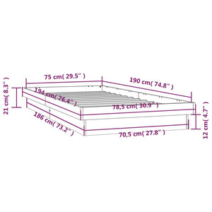 Massivholzbett mit LEDs 75x190 cm