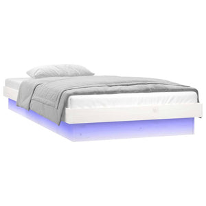 Massivholzbett mit LED Weiß 75x190 cm