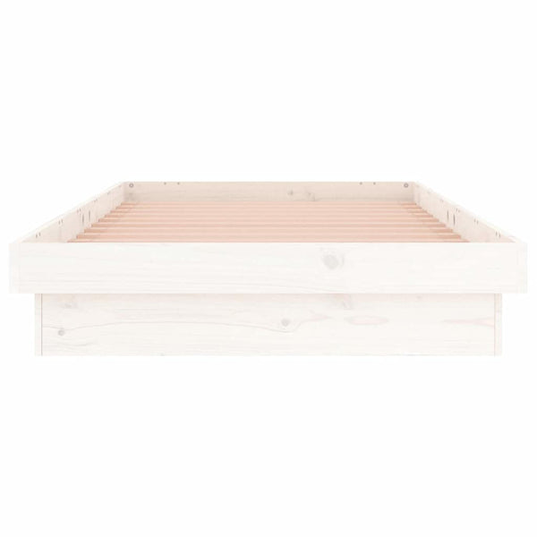 Massivholzbett mit LED Weiß 75x190 cm