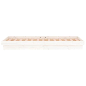 Massivholzbett mit LED Weiß 75x190 cm