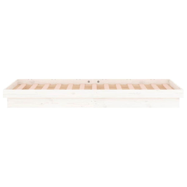 Massivholzbett mit LED Weiß 75x190 cm