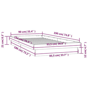 Massivholzbett mit LED 90x190 cm