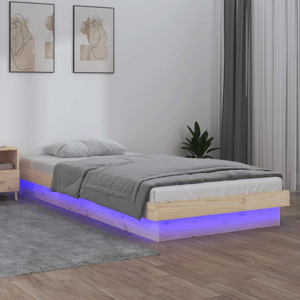 Massivholzbett mit LED 90x190 cm