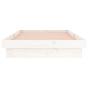 Massivholzbett mit LED Weiß 90x190 cm