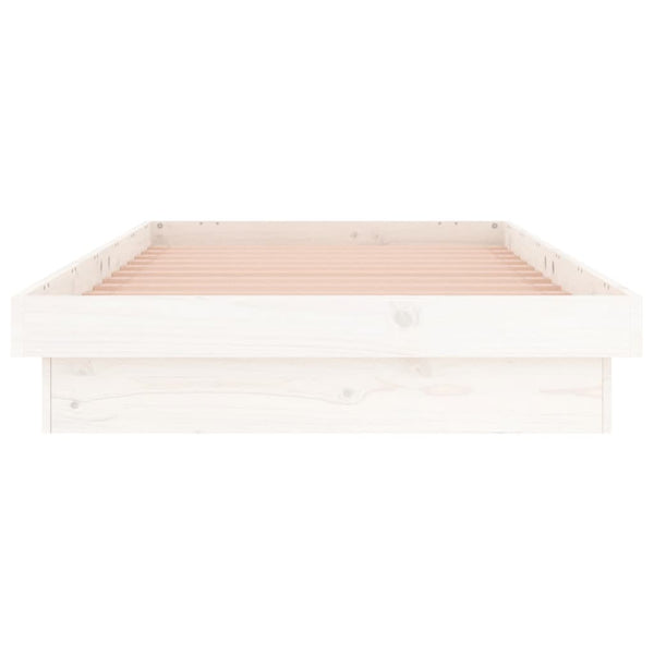 Massivholzbett mit LED Weiß 90x190 cm
