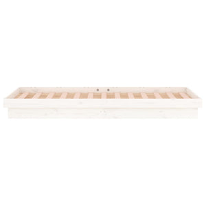 Massivholzbett mit LED Weiß 90x190 cm
