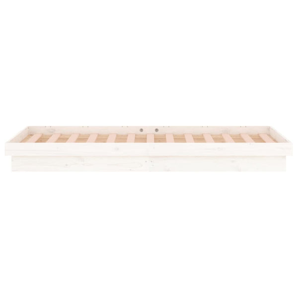 Massivholzbett mit LED Weiß 90x190 cm