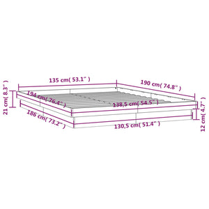 Massivholzbett mit LED 135x190 cm