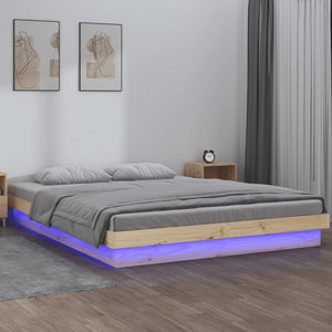 Massivholzbett mit LED 135x190 cm