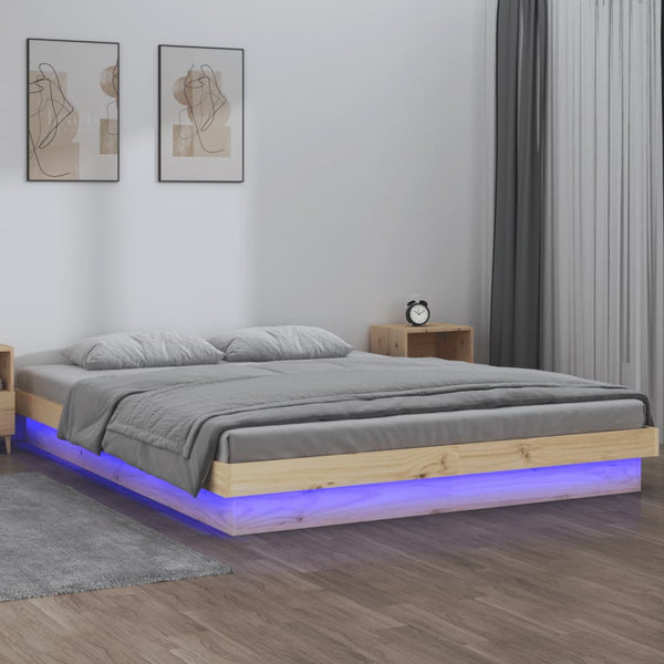 Massivholzbett mit LED 135x190 cm