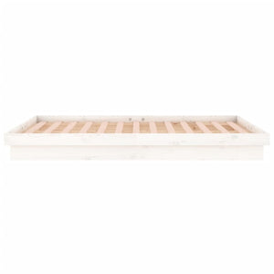 Massivholzbett mit LEDs Weiß 135x190