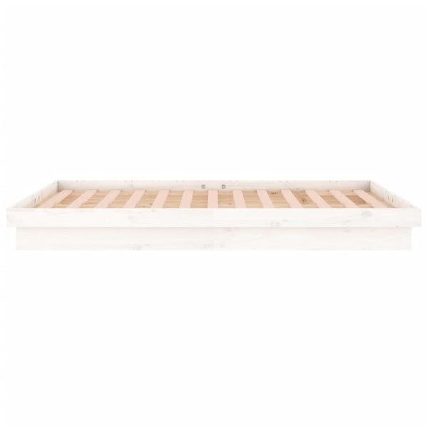 Massivholzbett mit LEDs Weiß 135x190