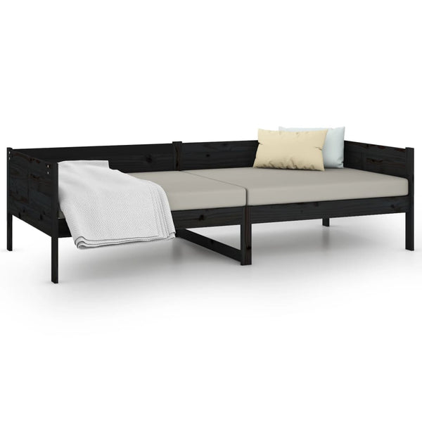 Schwarzes Tagesbett Kiefer Massivholz 90x190 cm