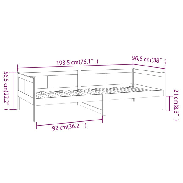 Schwarzes Tagesbett Kiefer Massivholz 90x190 cm