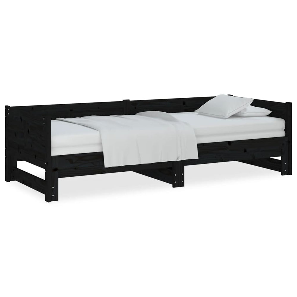 Ausziehbares Tagesbett Schwarz Kiefer 80x200 cm