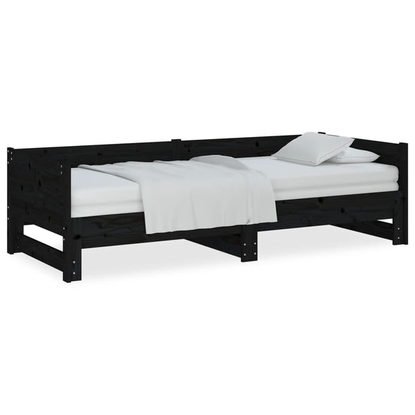 Ausziehbares Tagesbett Schwarz Kiefer 80x200 cm