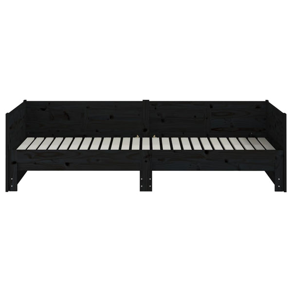 Ausziehbares Tagesbett Schwarz Kiefer 80x200 cm