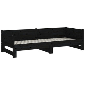 Ausziehbares Tagesbett Schwarz Kiefer 80x200 cm