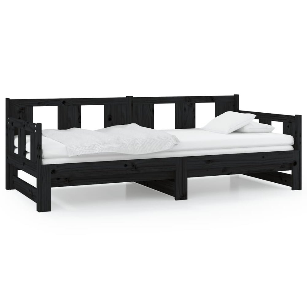 Ausziehbares Tagesbett Schwarz Kiefer 80x200 cm
