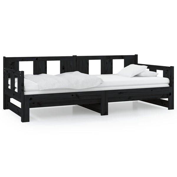 Ausziehbares Tagesbett Schwarz Kiefer 80x200 cm