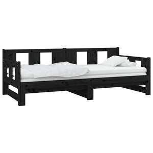 Ausziehbares Tagesbett Schwarz Kiefer 80x200 cm