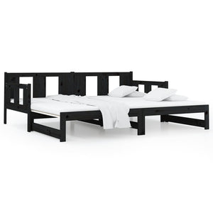 Ausziehbares Tagesbett Schwarz Kiefer 80x200 cm