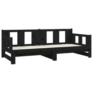 Ausziehbares Tagesbett Schwarz Kiefer 80x200 cm