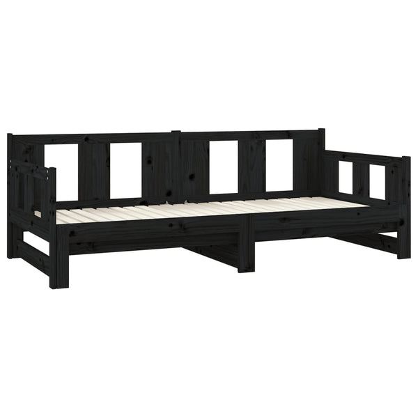 Ausziehbares Tagesbett Schwarz Kiefer 80x200 cm