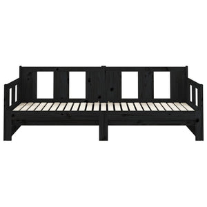 Ausziehbares Tagesbett Schwarz Kiefer 80x200 cm