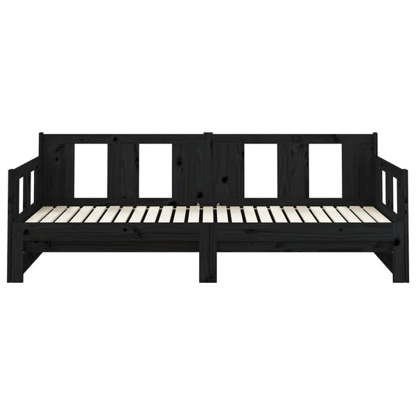 Ausziehbares Tagesbett Schwarz Kiefer 80x200 cm