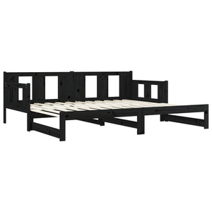 Ausziehbares Tagesbett Schwarz Kiefer 80x200 cm