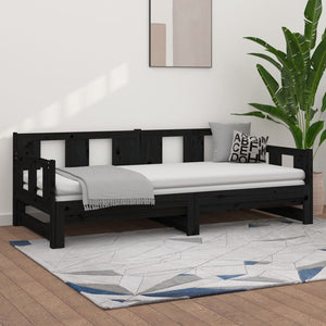 Ausziehbares Tagesbett Schwarz Kiefer 80x200 cm