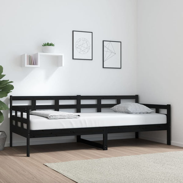 Schwarzes Tagesbett Kiefer Massivholz 80x200 cm