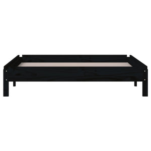 Stapelbett 90x200 cm Kiefer Massivholz Schwarz