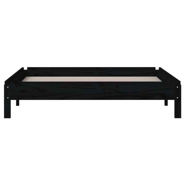 Stapelbett 90x200 cm Kiefer Massivholz Schwarz