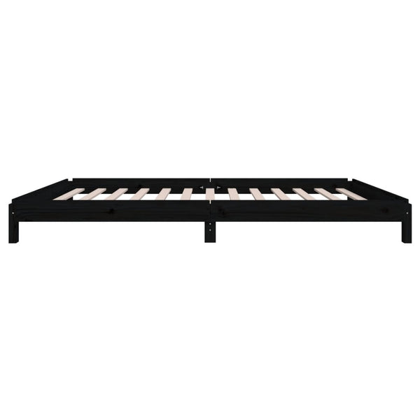 Stapelbett 90x200 cm Kiefer Massivholz Schwarz