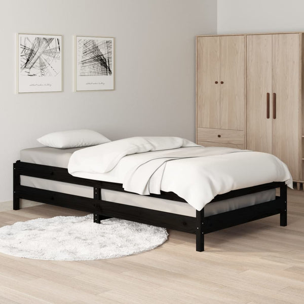 Stapelbett Schwarz 80x200 cm Kiefer Massivholz