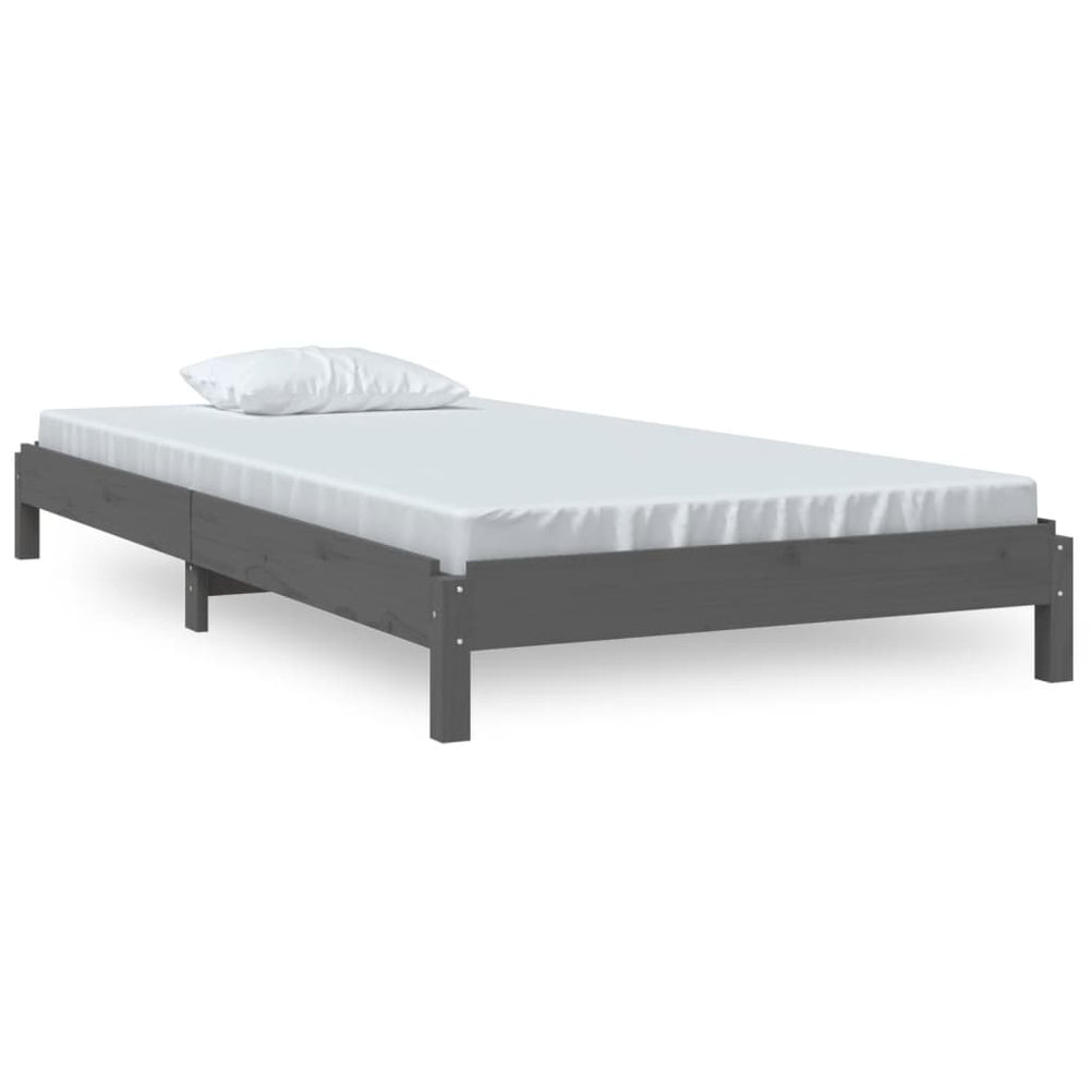 Stapelbett Grau 75x190 cm Kiefer Massivholz