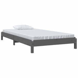 Stapelbett Grau 75x190 cm Kiefer Massivholz