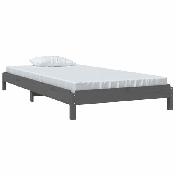 Stapelbett Grau 75x190 cm Kiefer Massivholz
